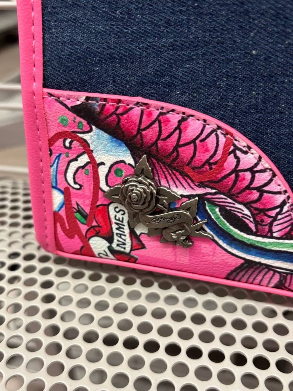Ed Hardy Tote denim & pink NWT - Picture 6 of 11